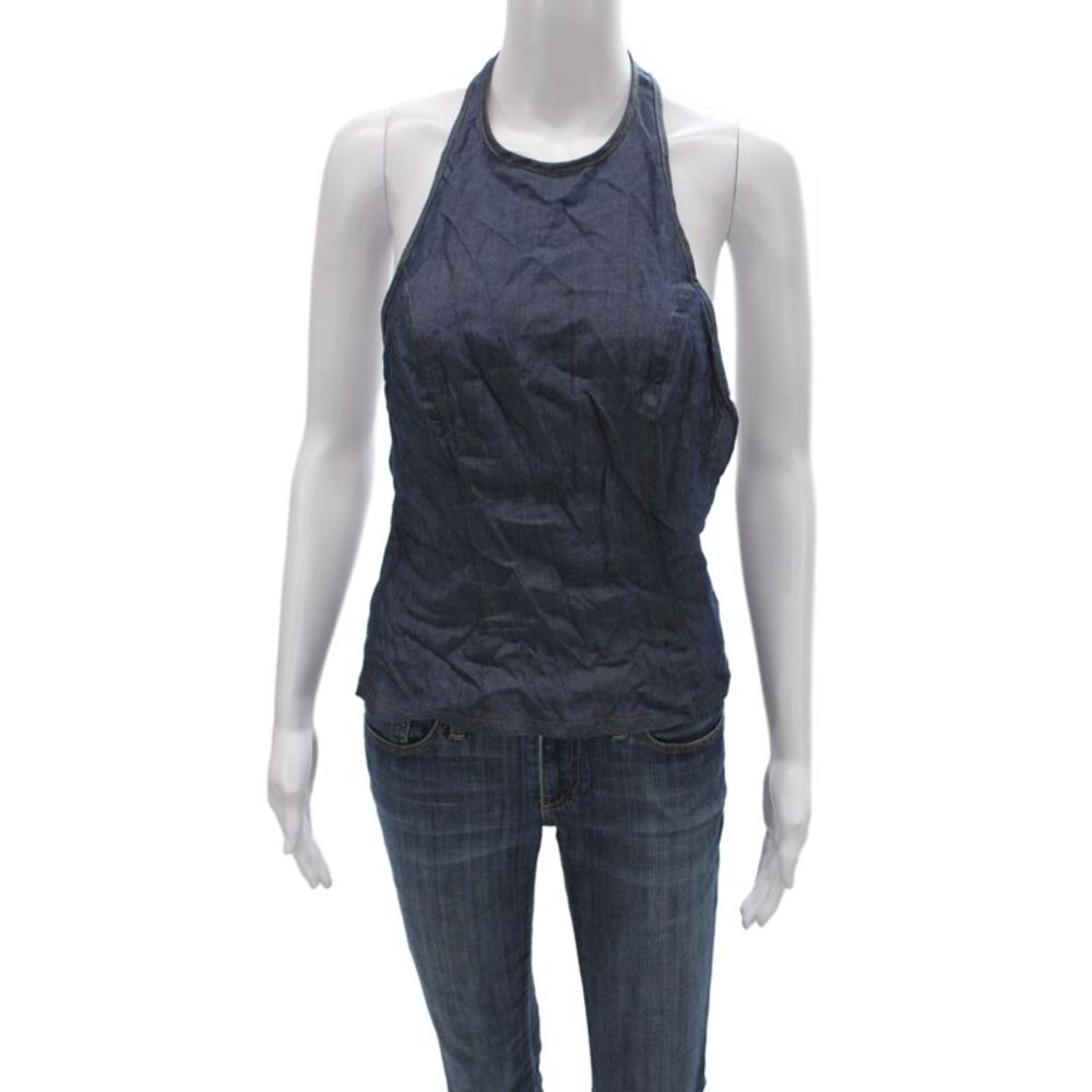 EB Denim Women Camisole Halter Blue 100% Tencel Sleeveless Size S